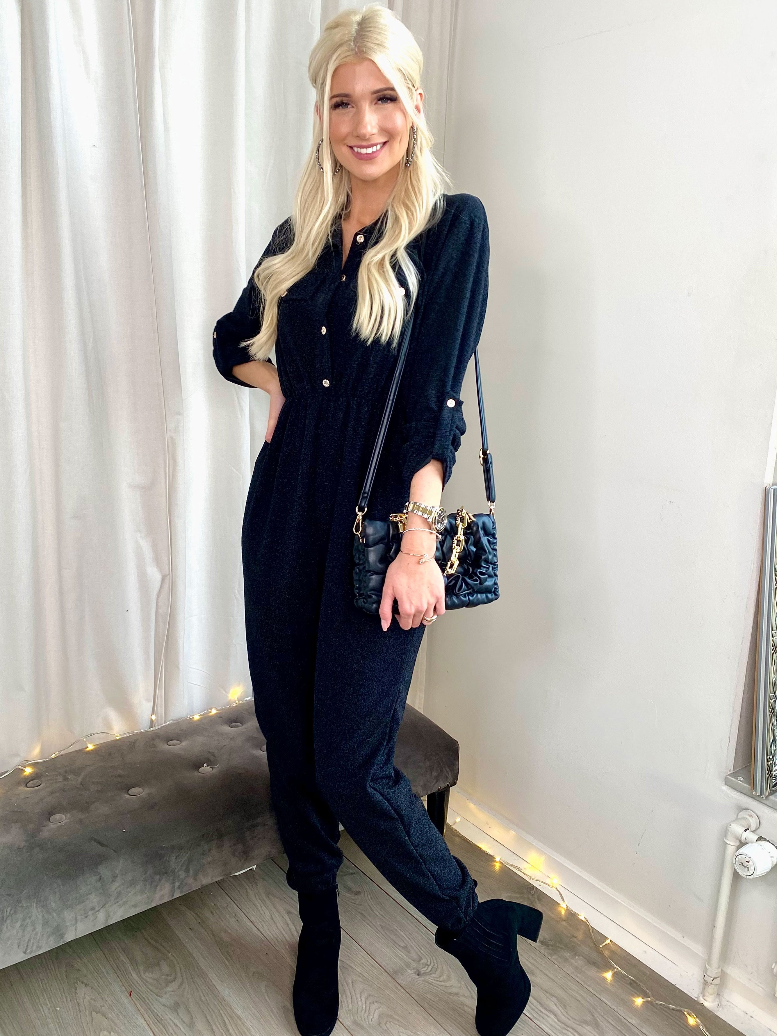 Glitter - Elastisk buksedragt med glimmer